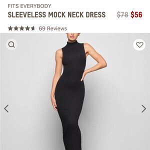 Skims Onyx Mock Neck Tank Dress